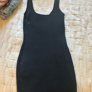 Princess Polly Black Ribbed Mini Dress